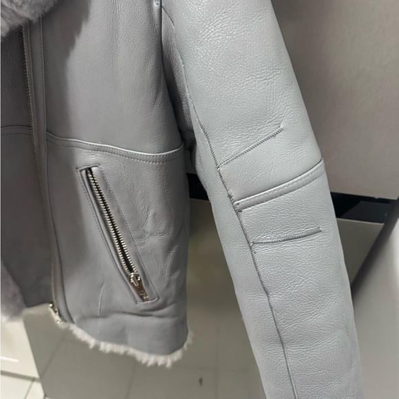 IRO Gray Leather Jacket with Silver Accents - Picture 4 of 7